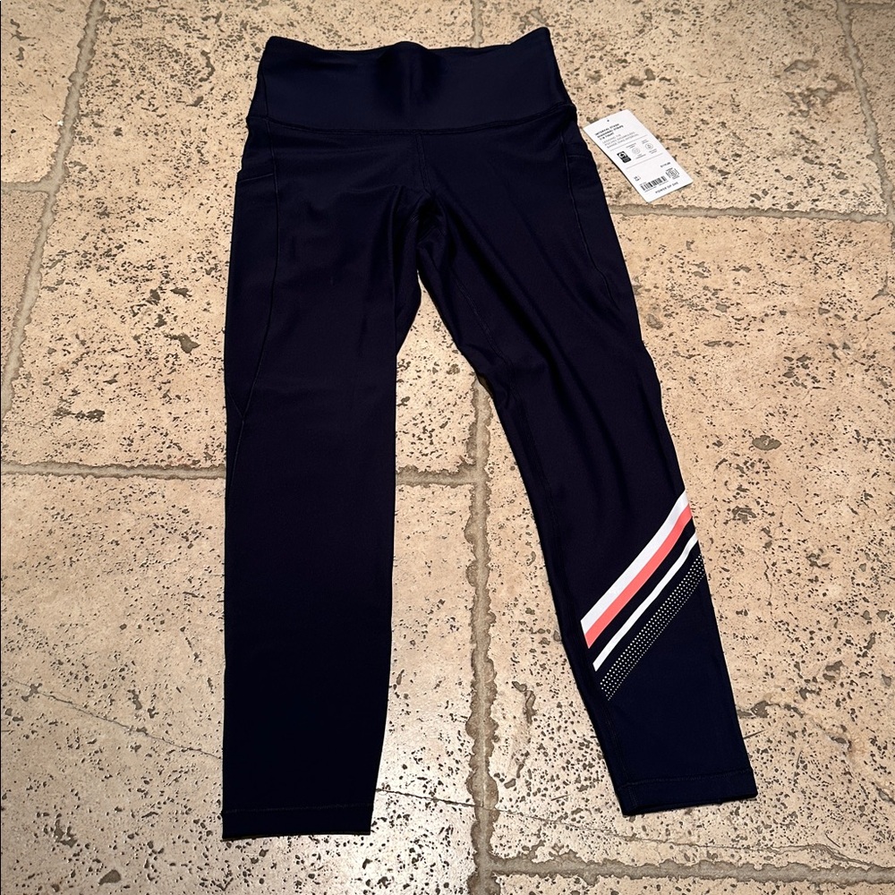 Black Leggings with Striped Detail